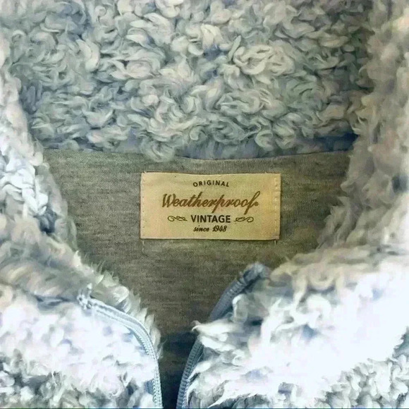 Original Weatherproof Vintage Baby Blue Heather 3/4 Zip Sherpa Pullover Size S - Picture 11 of 13